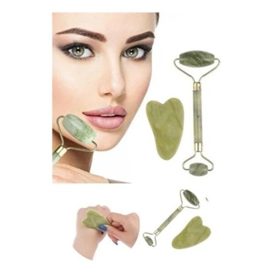Jade Roller Gua Sha Taşı Seti Jade Roller Gua Sha Taşı Seti