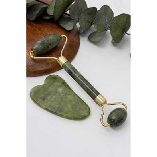 Jade Roller Gua Sha Taşı Seti Jade Roller Gua Sha Taşı Seti
