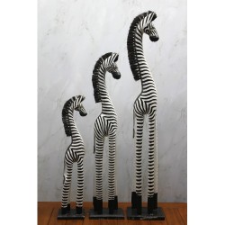 Ahşap 3'lü Zebra Figürü 