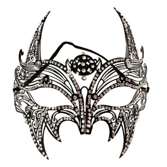 Siyah Lazer Kesim Kristal Taşlı Metal Lüks Maske Siyah Lazer Kesim Kristal Taşlı Metal Lüks Maske