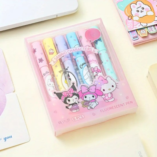 6'lı Fosforlu Kalem Seti - Sanrio Karakterleri, Kuromi, Hello Kitty 6'lı Fosforlu Kalem Seti - Sanrio Karakterleri, Kuromi, Hello Kitty