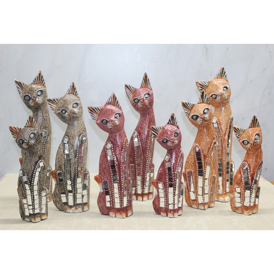 Ahşap 3'lü Kedi Seti 30 Cm Model 2 Ahşap 3'lü Kedi Seti 30 Cm Model 2