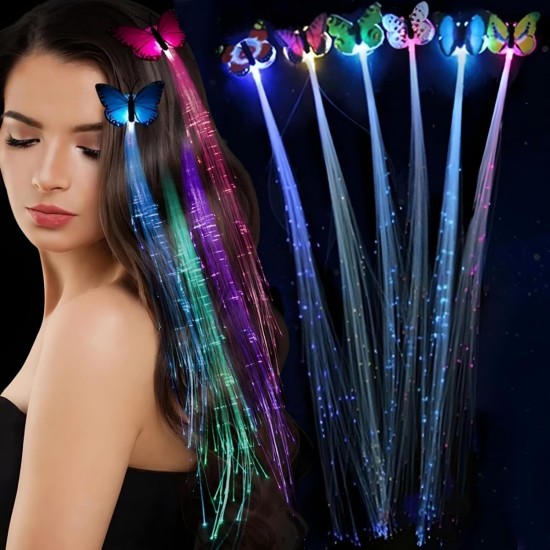Led Fiber Optik Işıklı Kelebek Saç Klipsi Led Fiber Optik Işıklı Kelebek Saç Klipsi