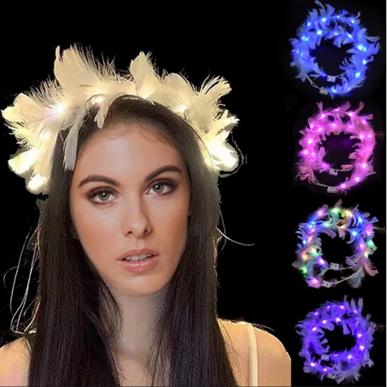 Led Işıklı RGB 3 Fonksiyonlu Otrişli Parti Tacı Beyaz Renk Led Işıklı RGB 3 Fonksiyonlu Otrişli Parti Tacı Beyaz Renk