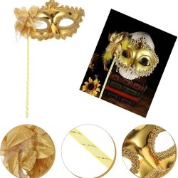 Altın Işıltılı Tutmalı Fotoğraf Çekimi Maskesi 