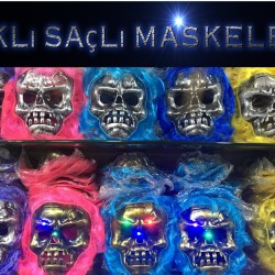 Cadılar Bayramı Işıklı Halloween Kuru Kafa Maskesi 1 Adet