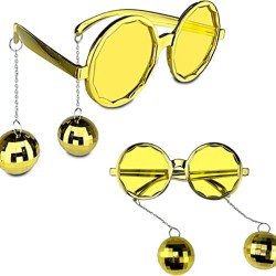 Disko Toplu Küpeli Parti Gözlüğü Altın Renk