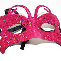 Fuşya Renk Simli Kelebek Maskesi