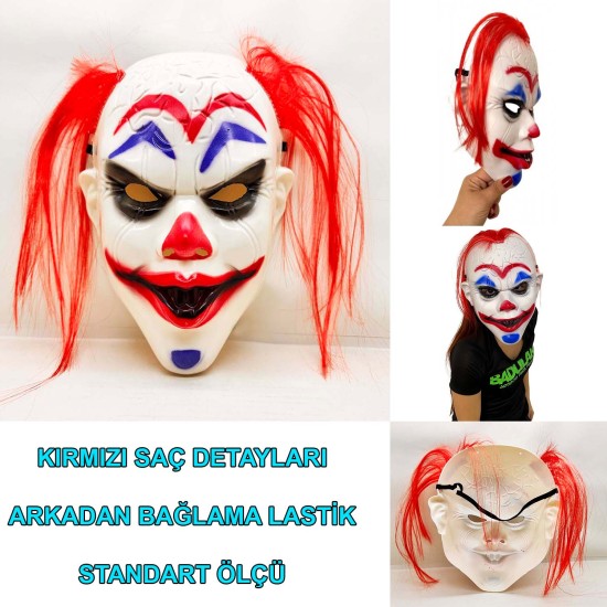 Kızıl Saçlı Joker Palyaço Maskesi Kızıl Saçlı Joker Palyaço Maskesi