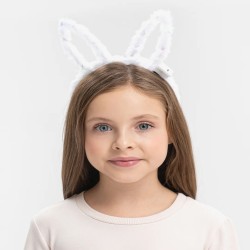 Led Işıklı Peluş Tavşan Kulak Taç Beyaz