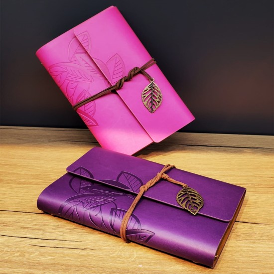 Deri Yaprak Desenli Çizgisiz Defter Deri Yaprak Desenli Çizgisiz Defter