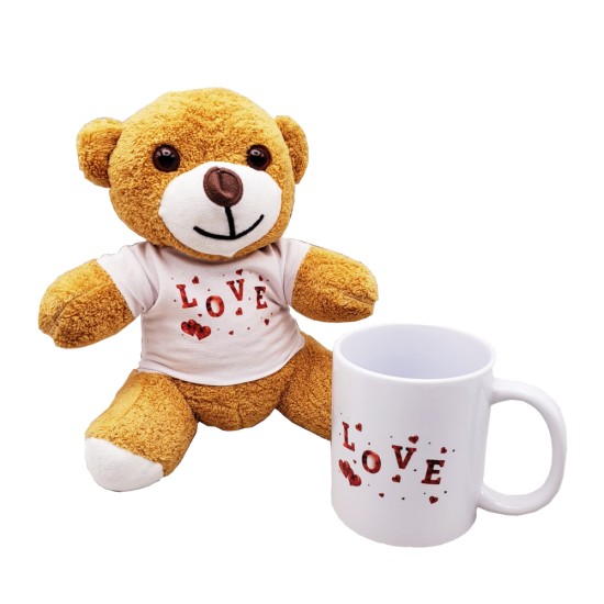Love Baskılı Kahverengi Ayıcık Ve Kupa Hediye Seti Love Baskılı Kahverengi Ayıcık Ve Kupa Hediye Seti