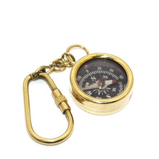 Pirinç Pusulalı Anahtarlık Küçük 